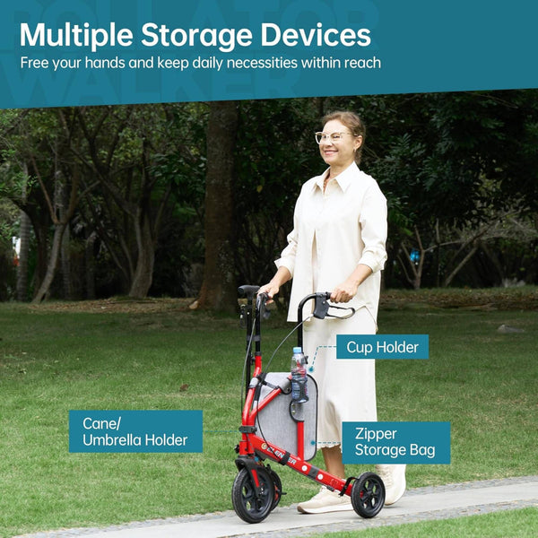 YF-9006B All-Terrain Portable Heavy Duty Rollator Walker 10" Wheels